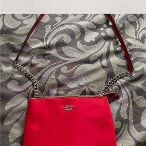GUESS Red Crossbody Bag with Chain Strap